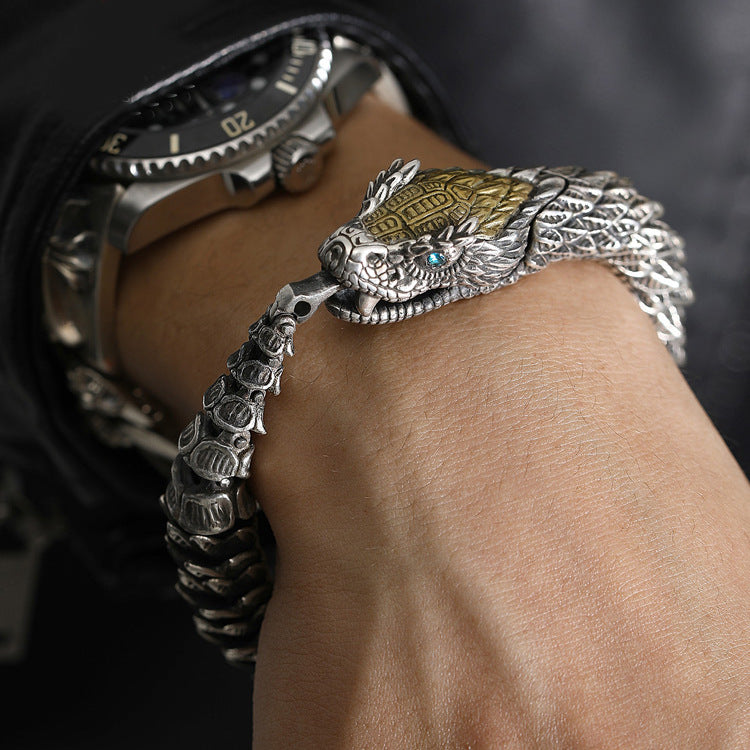 Mens 6mm Stainless Steel Mens Wrap Around Bracelet With Python Snake Skin,  Magnetic Buckle Claps Perfect Gift From Rainbowhaiyan, $10.86 | DHgate.Com